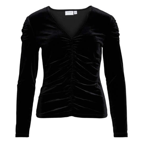 Womens Black Vivelida Ruched Velvet Top