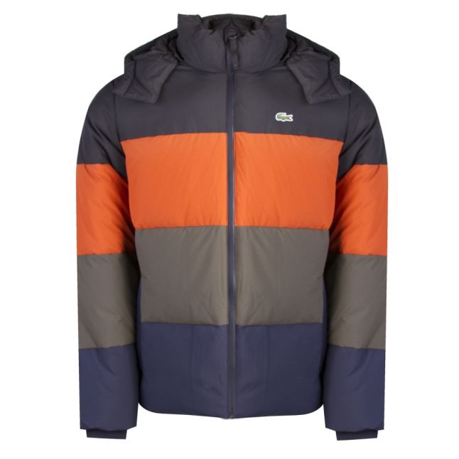 Mens Navy/Orange Tri Colour Padded Coat