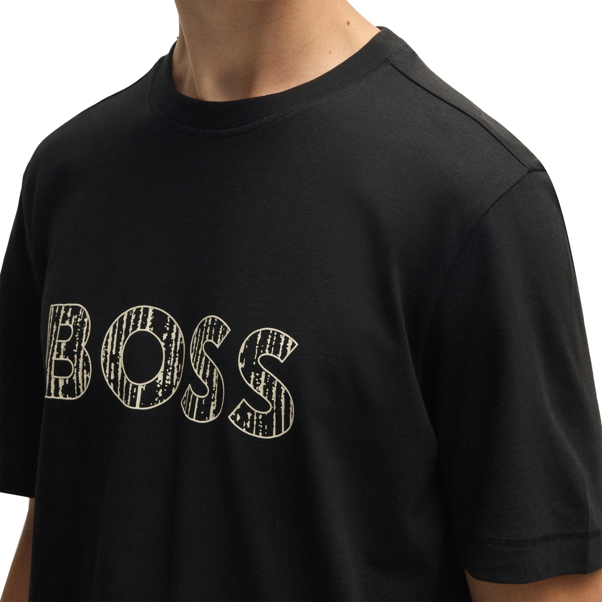 Mens BOSS Black Te_logotexture S/s T Shirt