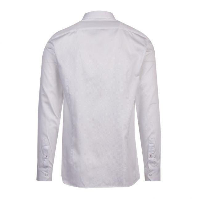 Mens White Bassin Textured L/s Shirt