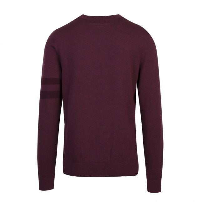 Mens Mahogany Marl Tipped Sleeve Crew Knitted Jumper