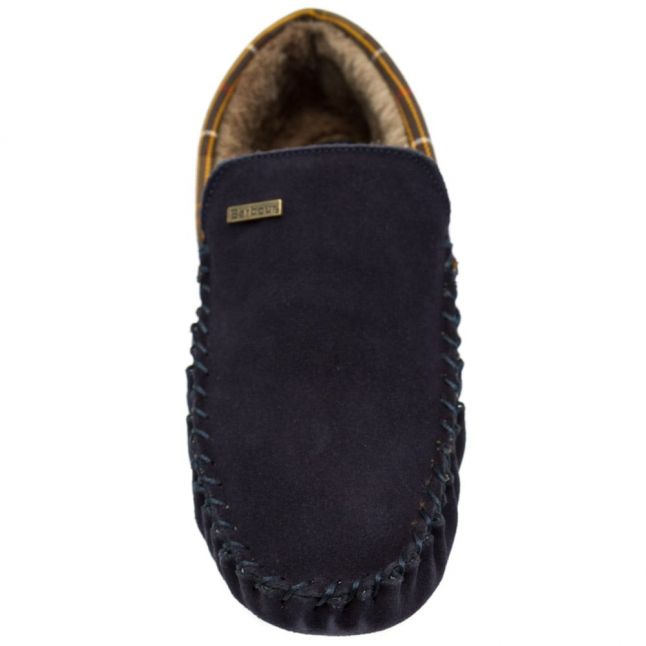 Mens Navy Monty Moccasin Slippers