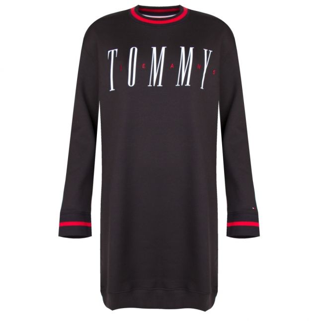 Womens Tommy Black Logo Sweatshirt Dress