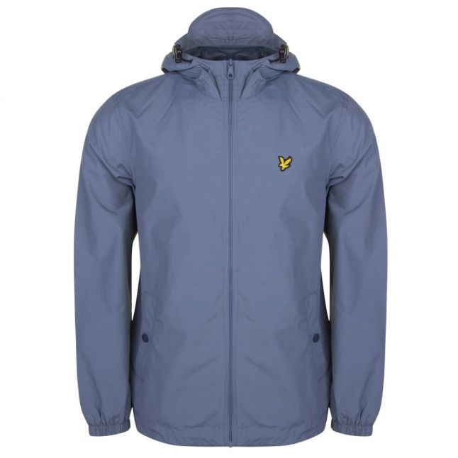 Mens Mist Blue Hooded Zip Through Jacket