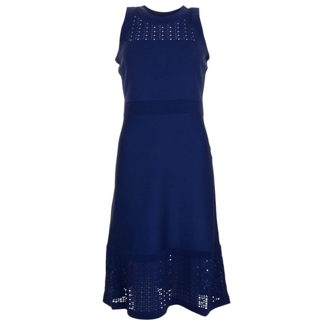 Womens True Navy Pointelle Flare Dress