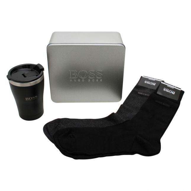 Mens Black Travel Mug & Socks Gift Set