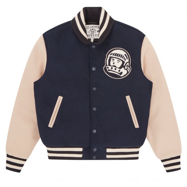 Mens Navy Arch Logo Varsity Jacket