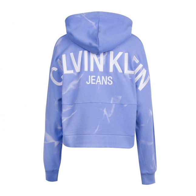 Womens Powdery Blue Lava Dye Cropped Hoodie