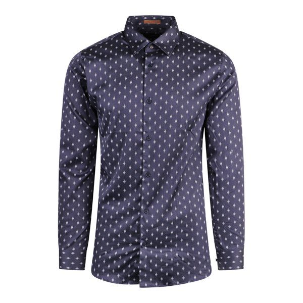 Mens Navy Ardea Pen Dot Geo Print L/s Shirt