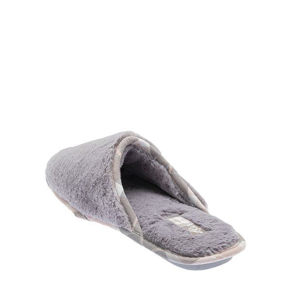 Womens Grey Agatha Faux Fur Slippers