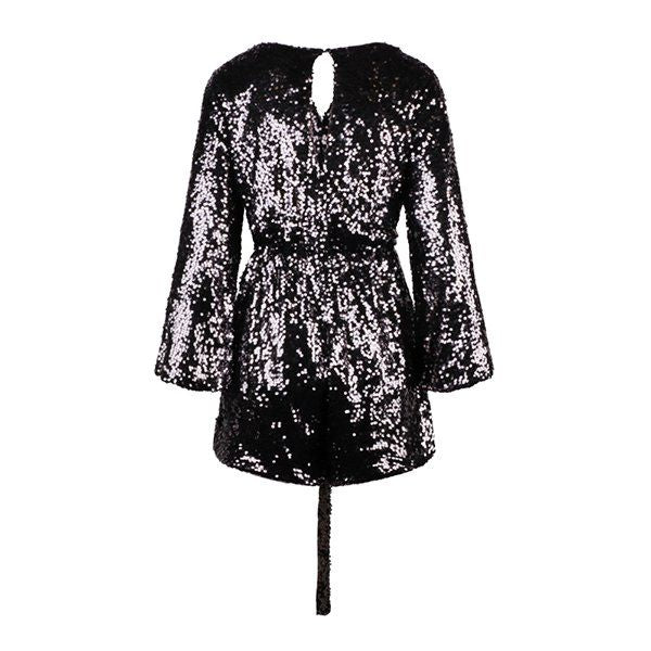 Womens Forever Unique Black Sequin Wrap Playsuit