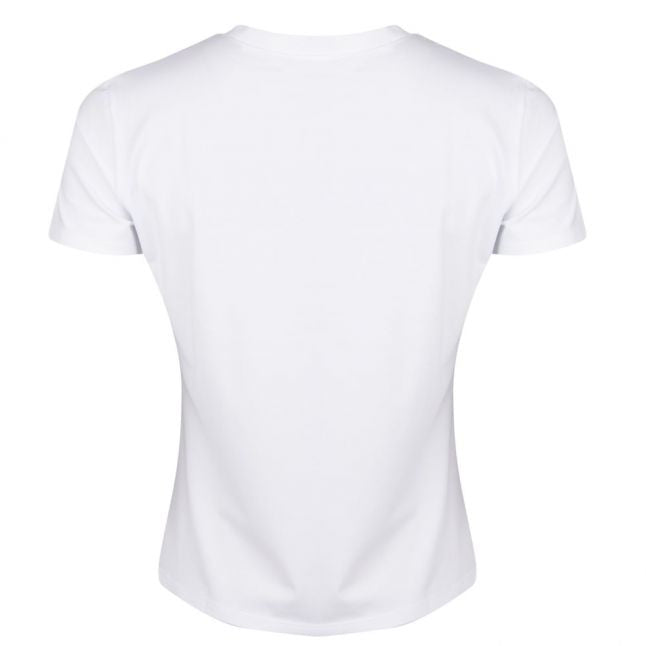 Womens White Branded S/s T Shirt