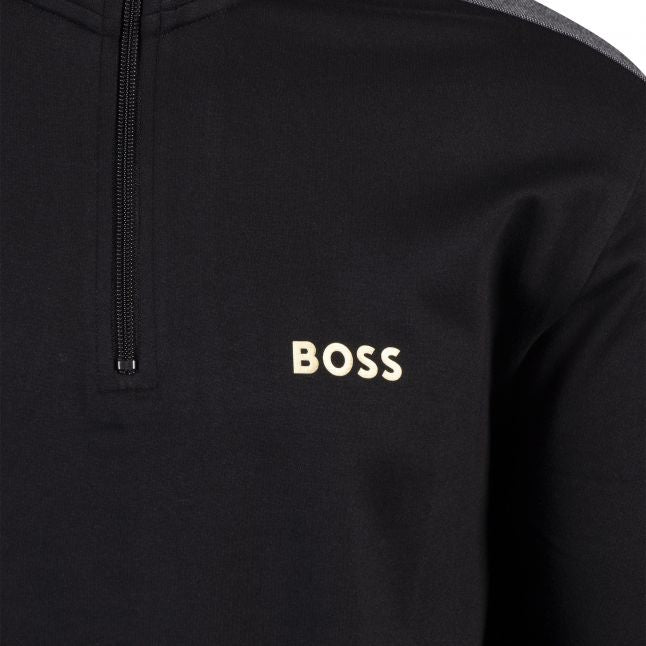 Mens Black Tracksuit 1/4 Zip Sweatshirt