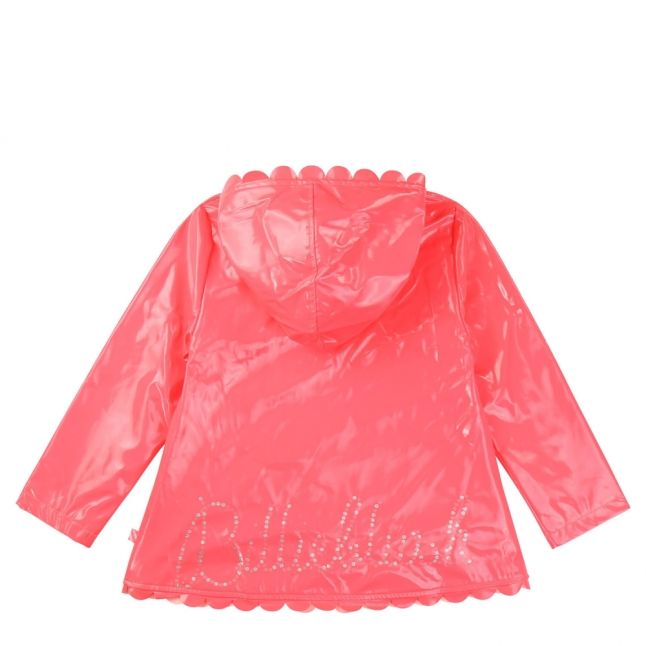 Girls Pink Fluoro Scalloped Edge Rain Coat