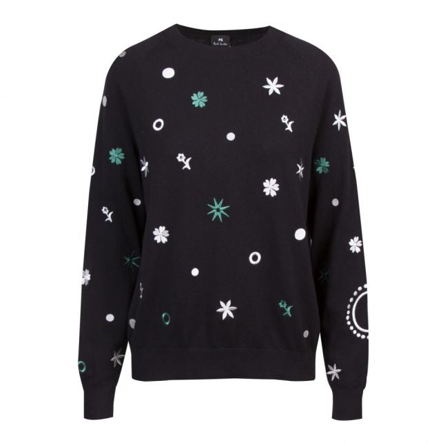 Womens Black Supersonic Embroidered Knitted Jumper