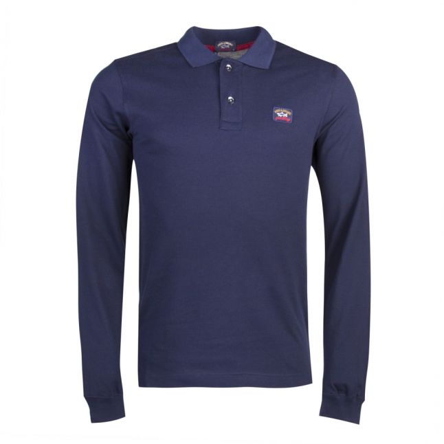 Mens Blue Shark Fit L/s Polo Shirt