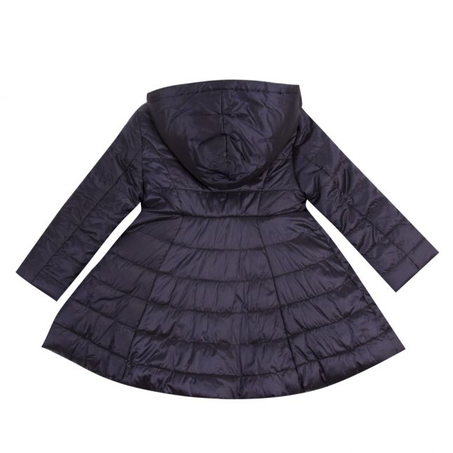 Girls Navy Quilted Hooded Coat