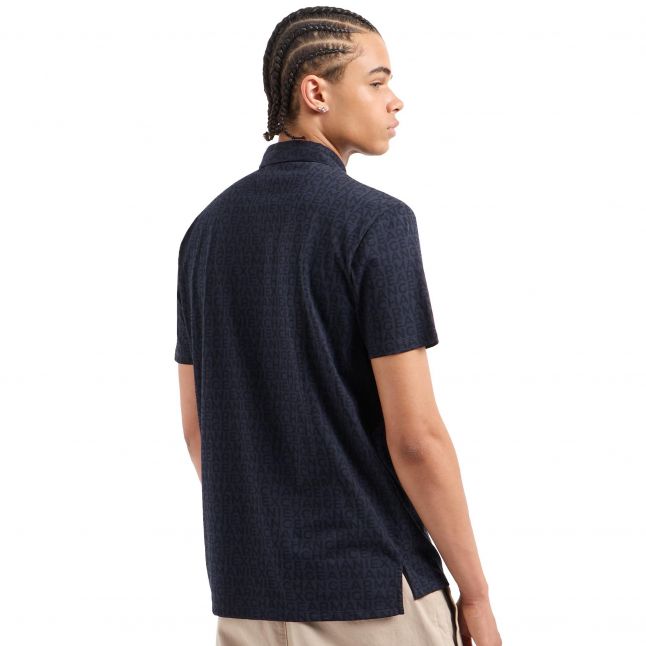 Mens Navy Lettering S/s Polo Shirt