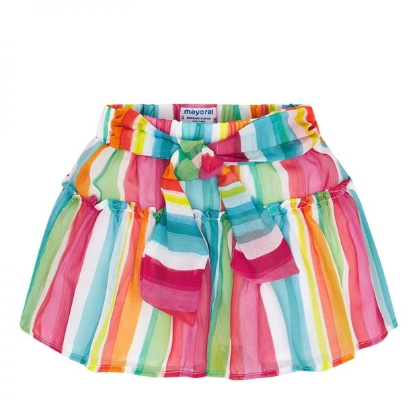 Girls Multicoloured Stripe Bow Voile Shorts