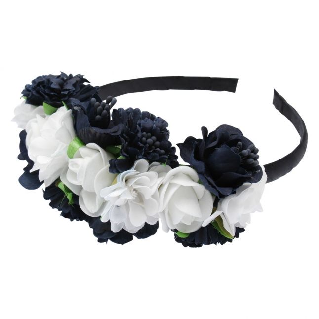 Girls Navy Flowers Headband