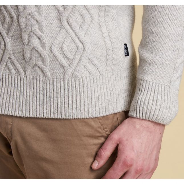 Heritage Mens Mist Barnard Cable Knit Jumper