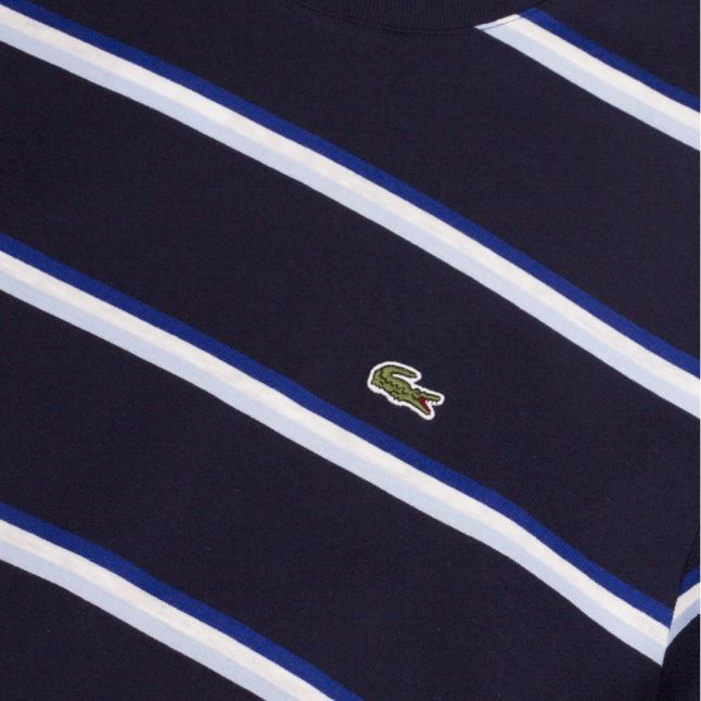 Mens Navy/Blue Multi Stripe Regular Fit S/s T Shirt