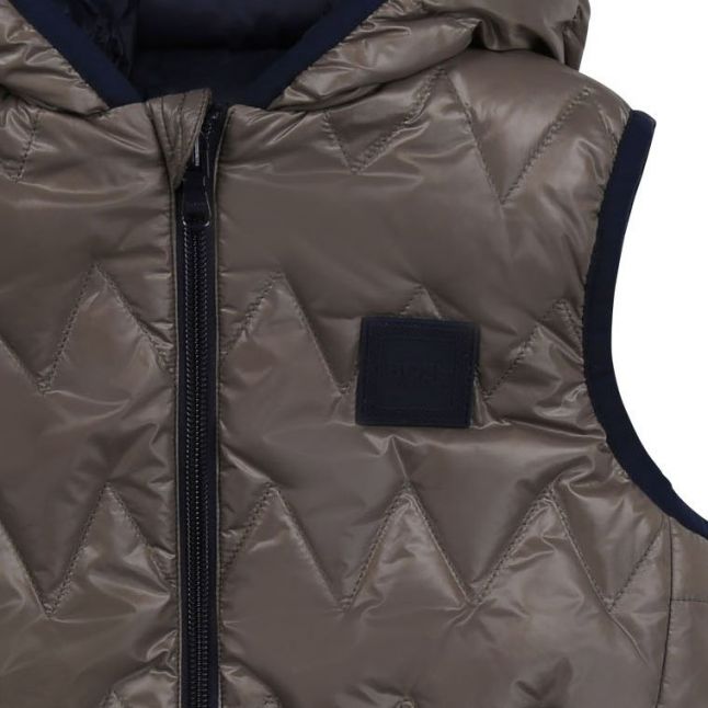 Boys Khaki/Navy Quilted Reversible Gilet