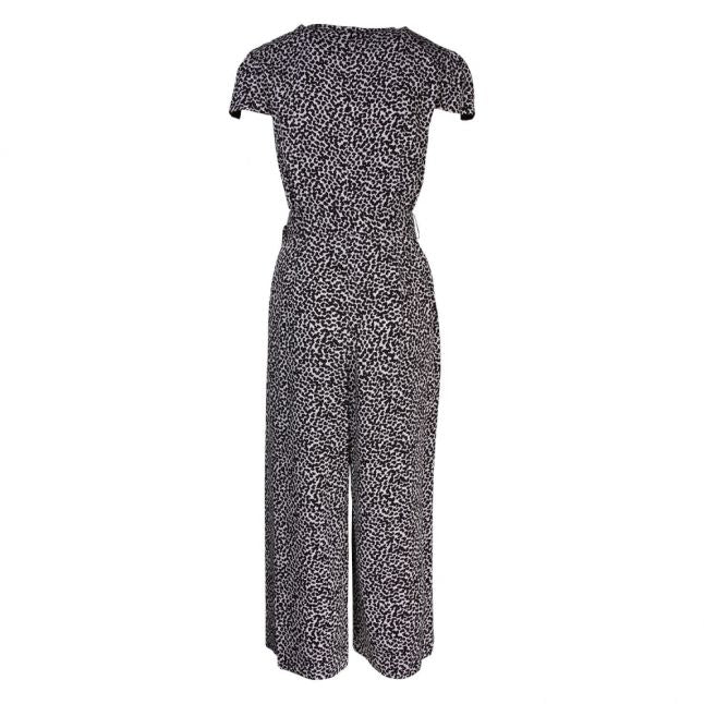 Womens Black/White Petal Viscose Jumpsuit