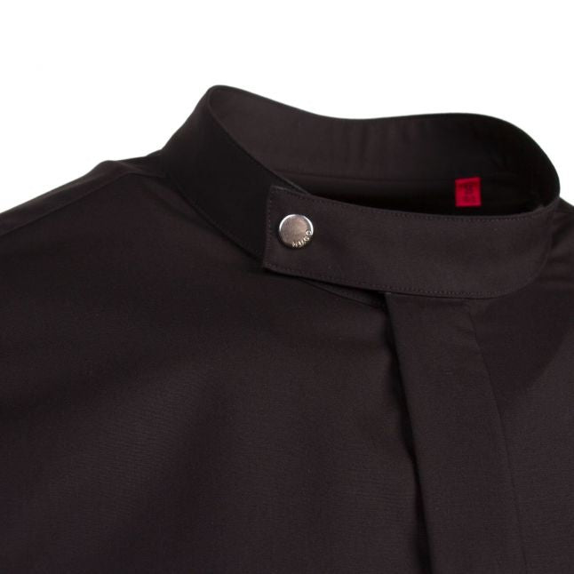 Mens Black Everitt Stand Collar Extra-Slim Fit L/s Shirt