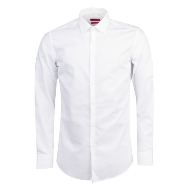 Mens White Koey Trim Slim Fit L/s Shirt