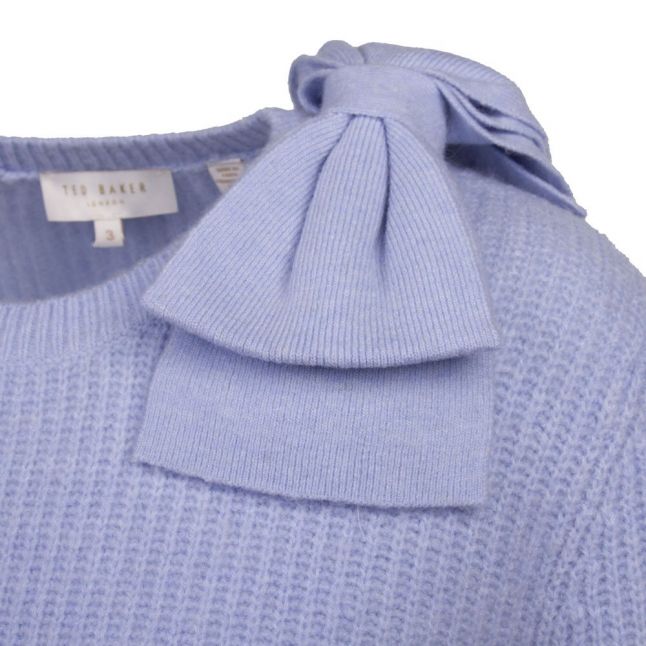 Womens Light Blue Daizzy Bow Detail Chunky Knitted Jumper