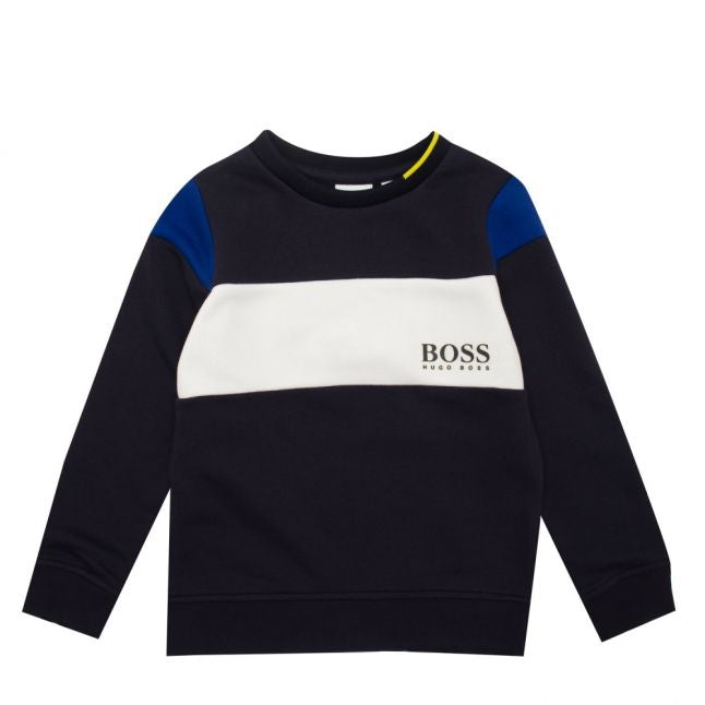 Boys Navy Colourblock Crew Sweat Top