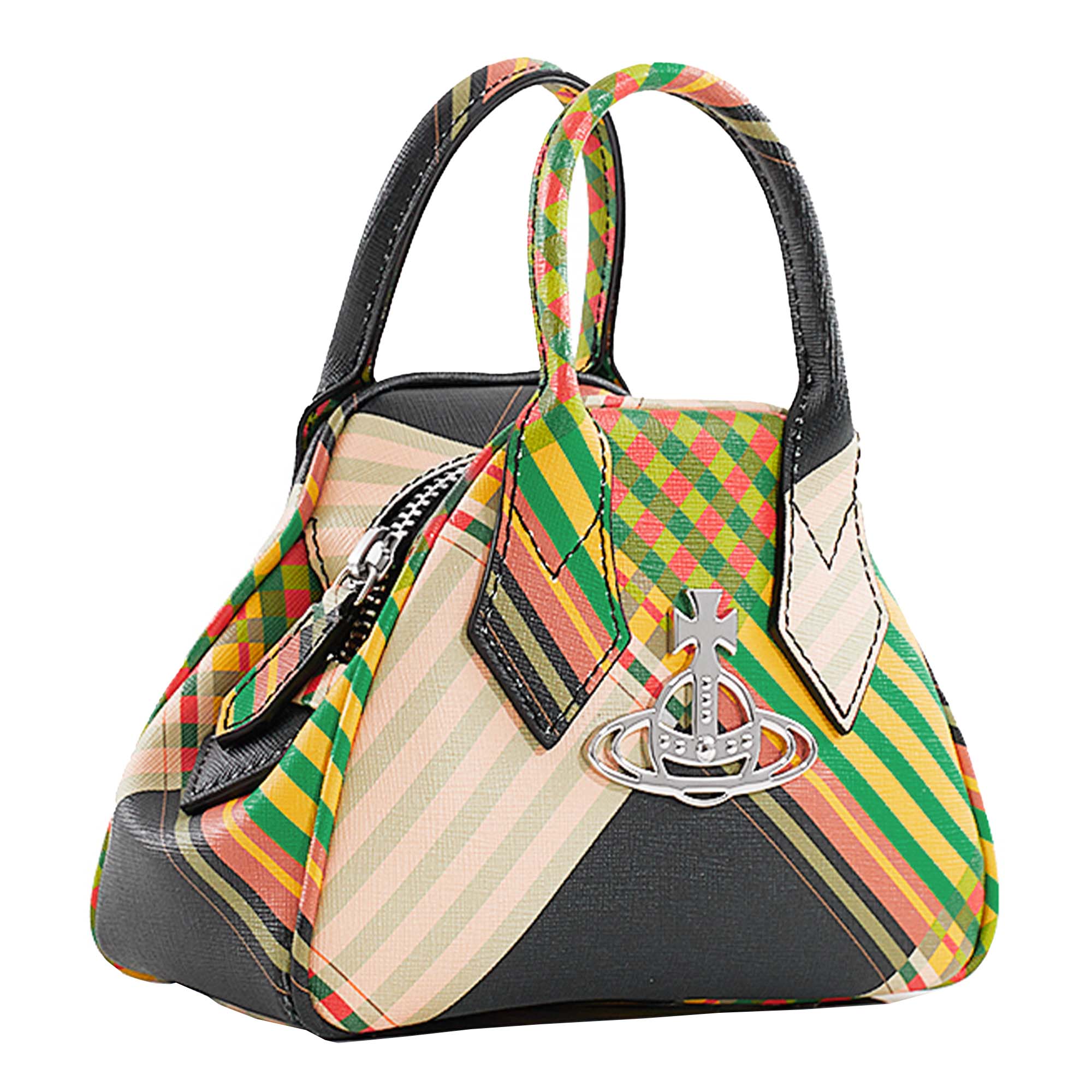 Womens Vivienne Westwood Combat Tartan Yasmine Saffiano Small Bag