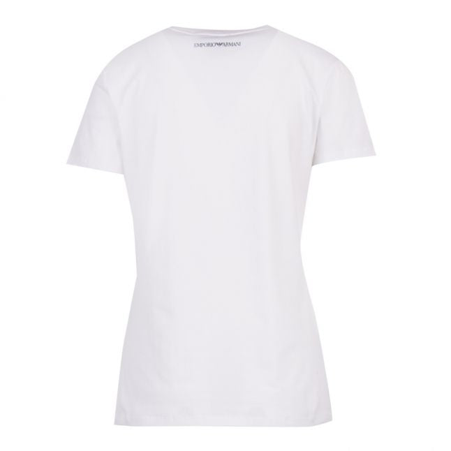 Womens White Sequin Wave Logo S/s T Shirt