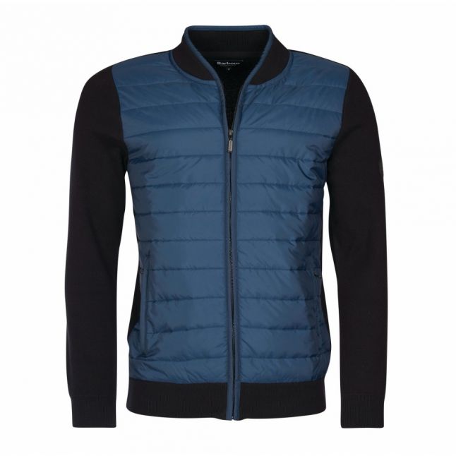 Mens Blue Baffle Zip Through Sweat Jacket