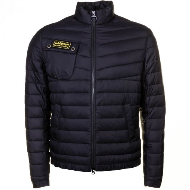 Mens Black Chain Baffle Quilted Jacket