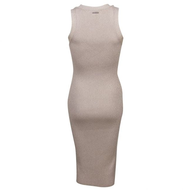 Womens Khaki Metallic Rib Dress