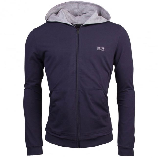 Mens Dark Blue Hooded Zip Sweat Top