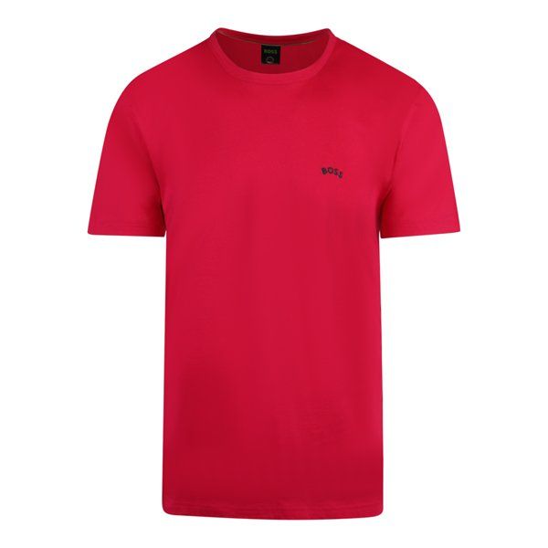 Mens Bright Pink Tee Curved S/s T Shirt