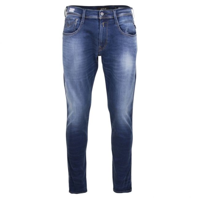 Mens Blue Wash Anbass Hyperflex Slim Fit Jeans