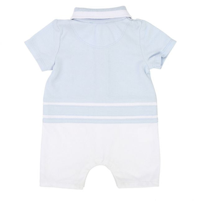 Baby Pale Blue/White Contrast Polo Romper