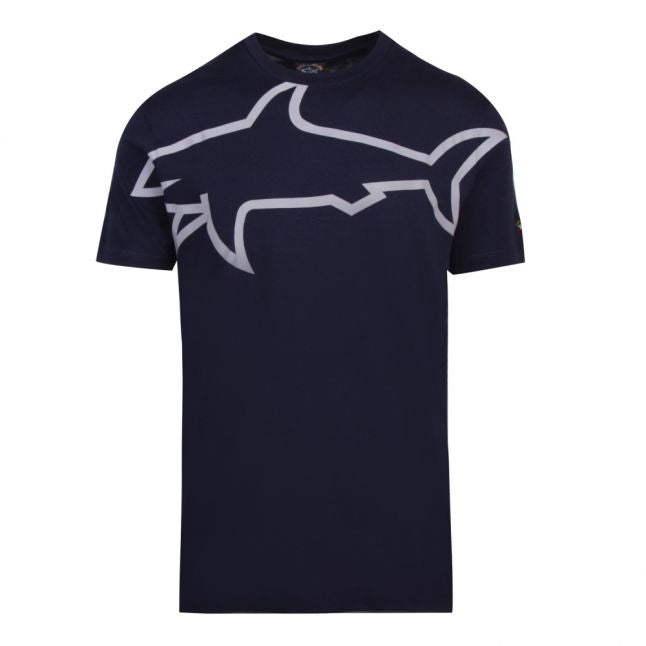 Mens Navy Large Shark S/s T Shirt