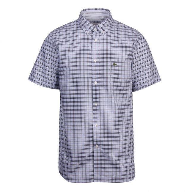 Mens Phoenix Blue/Navy Check Cotton S/s Shirt