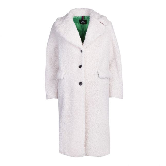 Womens Cream Boucle Oversized Coat