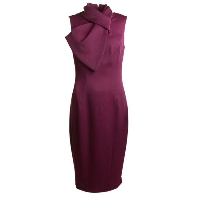 Womens Maroon Eyet Bow Midi Dress