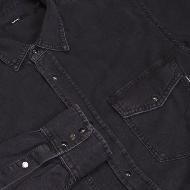 Mens Black D-Rooke Washed Denim L/s Shirt