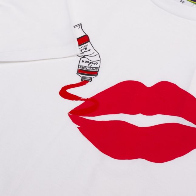 Womens White Painted Lips S/s T Shirt