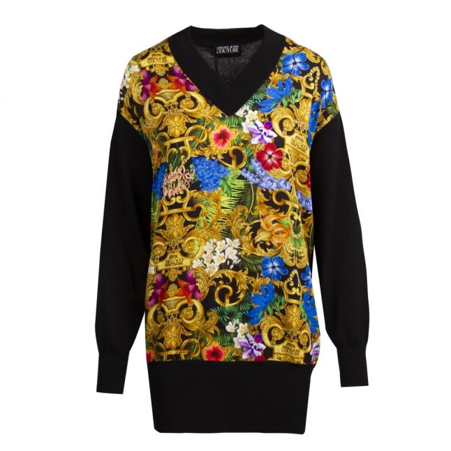 Womens Black Baroque Paradise Print Knitted Jumper