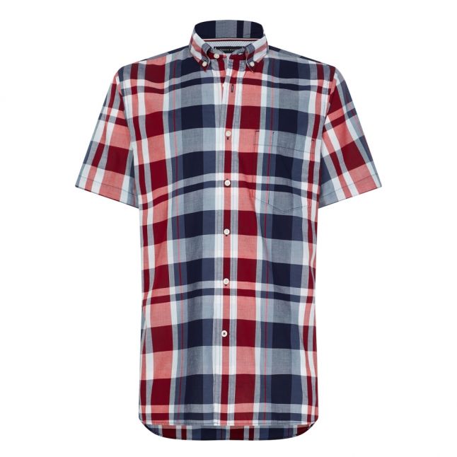 Mens Navy/Red Madras Check S/s Shirt