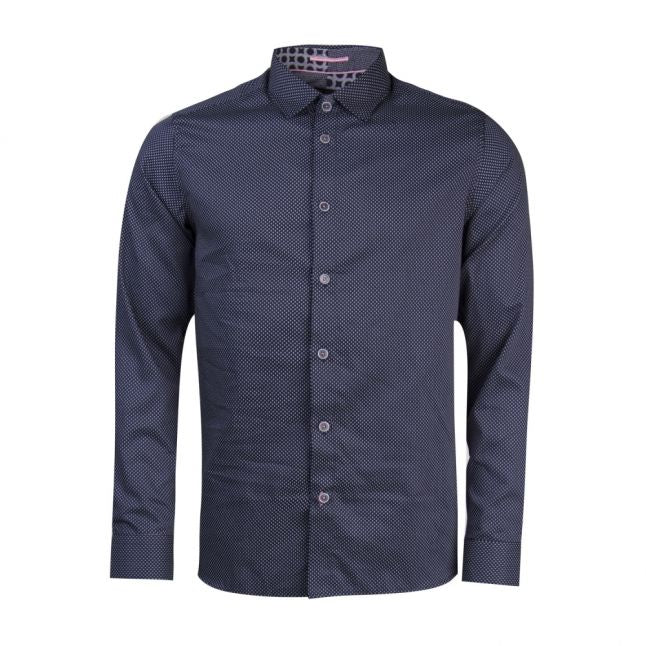 Mens Navy Boomtwn Geo L/s Shirt